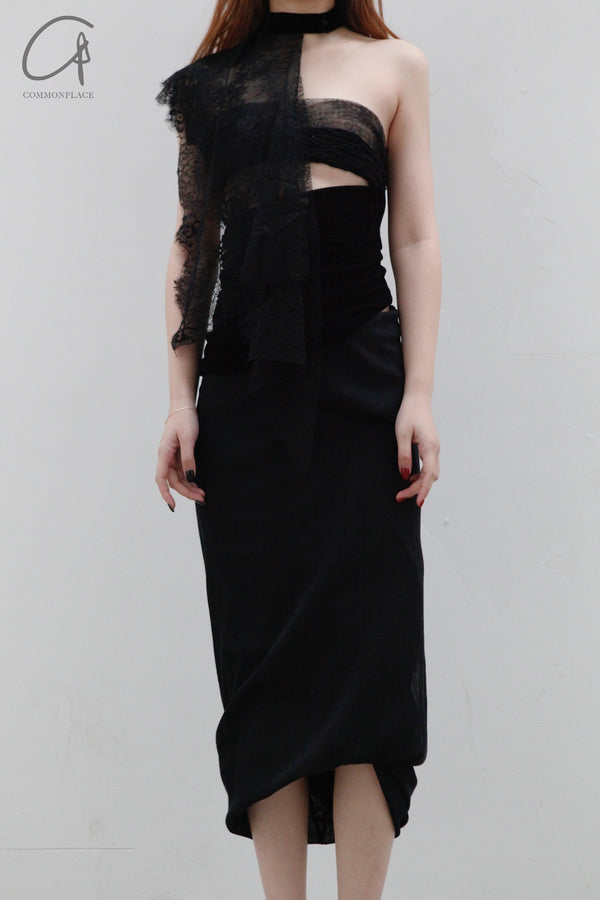 Un Morceau Yangliu Double Layer Twisted Half -skirt UM231XZ14